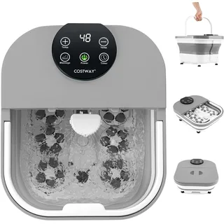 Costway Fußbadewanne klappbar, Fußbad mit Dusche, 60min Timer & 30 Shiatsu-Massagebällen, Temperatur 35–48°C Heizung, Massagegerät 500W Fußmassage zur Stresslinderung der Füße