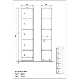 Germania Lissabon Aktenregal 45 cm x 40 cm x 197 cm grau