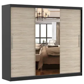 fabryka mebli idźczak Schwebetürenschrank 250 x 218 x 61 cm Schwarz/Sonoma