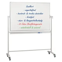 Franken Stativ-Drehtafel 180 x 120 cm, antimikrobiell, emailliert, weiß, silbereloxierter Aluminiumrahmen