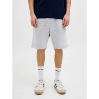 JACK & JONES "JPSTGORDON mit elastischem Bund", Herren, Gr. S, N-Gr, grau (light grau melange), Web, Obermaterial: 61% Polyester, 39% Baumwolle, meliert, unifarben, slim fit kniefrei, Hosen Sweatshorts, unifarben, modisch, regular fit, Webstoff
