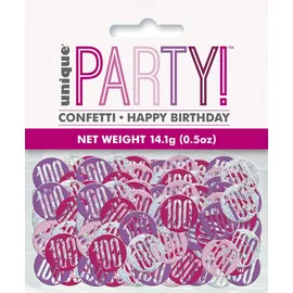 Unique Konfetti zum 100. Geburtstag 14 g Rosa/Silber