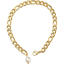 FIRETTI Fußkette mit Anhänger Schmuck Geschenk Körperschmuck, mit Süßwasserzuchtperle gelb|goldfarben|weiß