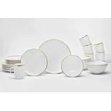 VAN WELL Kombiservice GLAMOUR WHITE 24-teilig für 6 Personen Porzellan weiß Gold...