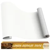 Flicken Selbstklebend Stoff, Cahomo Leinenstoff Patches Selbstklebend, 40x230 cm Leinen Reparatur Patches für Sofa, Autositze, Bootssitze, Bürostuhl, Vorhang - Weiß