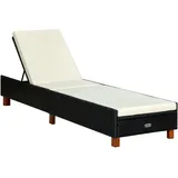Sonnenliege mit Auflage Poly Rattan Schwarz