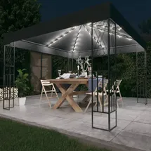 vidaXL Pavillon mit LED-Lichterkette 3 x 3 m anthrazit Stoff