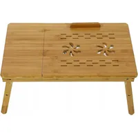 Laptoptisch aus Bambus, Laptopständer, Notebooktisch, Tisch fürs Bett, höhenverstellbar und klappbar, 5 Neigungswinkel, kleine Schublade 50 x 30 cm