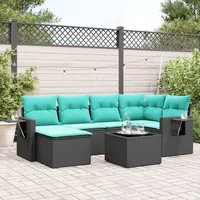vidaXL Gartensofa-Set 7-tlg. schwarz