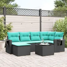 vidaXL Gartensofa-Set 7-tlg. schwarz