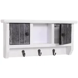 Mendler Schlüsselbrett HWC-A48, Schlüsselkasten Schlüsselboard mit Türen, Massiv-Holz MVG-zertifiziert ~ shabby grau-weiß