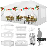 COBIZI Faltpavillon 3x6 Pavillon wasserdicht Winterfest, Pop Up Pavillon Klappbar 3x6 Zelt mit 6 Seitenwnden|3 Höhenverstellbar|UV-Schutz|Gardenpavillon Partyzelt 3x6 für Markt, Freien Event, Weiß