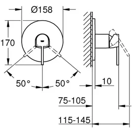 Grohe Plus UP-Brause-Einhebelmischer, hard graphite gebürstet