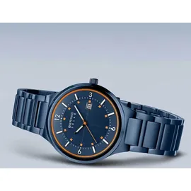 BERING Herren Uhr Armbanduhr Edelstahl blau 14442-797 Solar Herrenuhr 42mm 5ATM