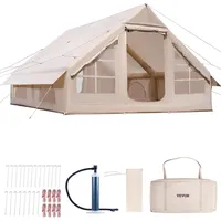 Vevor Aufblasbare Zelte für Camping 4x3x2 m, 5–8 Personen, 300D Oxford Glamping-Zelt mit Ofenanschluss, Handpumpe 2 Türen & 4 Netzfenstern, inkl. Aufbewahrungstasche für einfachen Transport