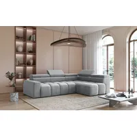 Fun Möbel Ecksofa Designersofa DARCY in Stoff Salvador Hellgrau