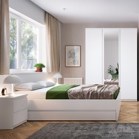 Schlafzimmermöbel Set Bett weiß Kleiderschrank Nachttisch Nachtschrank modern