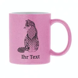SALE - "Zentangle" Keramiktasse in Glitzer-Farben mit Motiv &