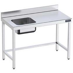 Edelstahl-Wandtisch mit linkem Beckenboden 700 Distform