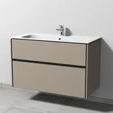Sanipa Keramik-Waschtisch-Set mit Waschtischunterschrank „Twiga“ 99 × 50 × 61 cm in Sandgrau (matt), ohne Beleuchtung