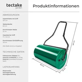 Tectake Gartenwalze 60 cm