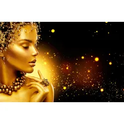Fototapete PAPERMOON "GOLDEN WOMAN-SCHMUCK ART DESIGN ABSTRAKT MUSTER KUNST", bunt, B:3,00m L:2,23m, Vlies, Tapeten