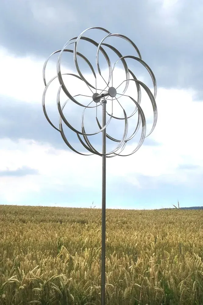 Windspiel Edelstahl Mandala Sun 180 cm hoch, Gartendeko