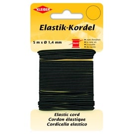 Kleiber 71083 Elastik-Kordel/Bastelkordel, 66% Polyester; 34% Gummi, Schwarz, 500 x 0,14 x 0,14 cm