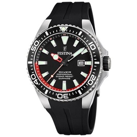 Festina The Originals Uhr Herrenuhren Herren Diver F20664/3 Silikon Armband, Schwarz