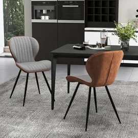 Costway Set Esszimmerstühle Akzentstühle Grau und Braun
