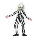 Smiffys Kostüm Beetlejuice Kostüm für Kinder, Werde zum verrückten Geist aus der 80er Jahre Horrorkomödie! weiß 134-140