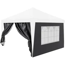 24move 24MOVE® Pavillon Seitenteile 2er Set 2x3m mit Fenster & Reissverschluss, wasserdicht, grau - für Partyzelt, Festzelt, Festivals