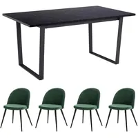 VCM ebuy24 Tilst Essgruppe Tisch Schwarz Marmor Print mit