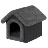 Hobbydog Hundehütte Hundehöhle Tierbett Lama mit Kuschelkissen und Reißverschlussdach, faltbar, leicht, platzsparend, 5 Größen schwarz R5 (70 x 60cm)