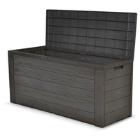 dynamic24 Auflagenbox, Holz Optik Auflagenbox, Truhe für Kissen grau