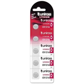 Uniross Lithium-Knopfbatterie Cr1216 3V Blister*5 Box 1 Einheiten