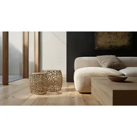 KADIMA DESIGN 2-teiliges Satztisch-Set aus Gold-Aluminium, Handgefertigt mit Aststruktur