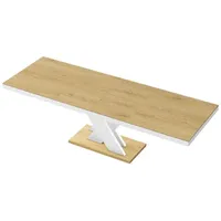 Design Esstisch Tisch HEN-111 Eiche Natur - Weiß Hochglanz ausziehbar 160 bis 256 cm