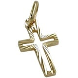 Gallay Kreuzanhänger Anhänger 16x9mm Kreuz diamantiert 14Kt GOLD (1-tlg) goldfarben