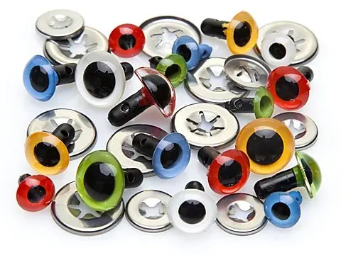 Kunststoffaugen, bunt, 8–12 mm, 30 Stück