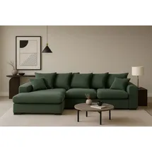 kaiser möbel Ecksofa mit schlaffunktion und bettkasten, Sofa L-form, Couch L-form Gabon stoff Zoom Grün Ottomane Links - Grün