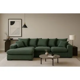 kaiser möbel Ecksofa mit schlaffunktion und bettkasten, Sofa L-form, Couch L-form Gabon stoff Zoom Grün Ottomane Links - Grün