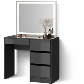 livinity Schminktisch Imola, Anthrazit, 90 cm mit LED- Spiegel