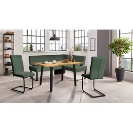 Home Affaire Eckbank HOME AFFAIRE "Oliver mit Metallgestell, Küchenbank", grün (dunkelgrün (castello 8641), schwarz), B:220cm H:89cm T:160cm, Holzwerkstoff, Massivholz, Polyester, Sitzbänke, Eckbank, verschiedene Bezüge Cord Esszimmerbank OTTOs Choice