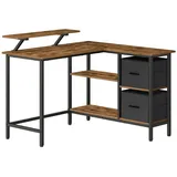 VASAGLE Schreibtisch Ecke L-Form Verstellbare Ablage 115 x 105 x 89,5 cm Braun