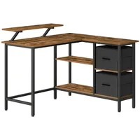 VASAGLE Schreibtisch Ecke L-Form Verstellbare Ablage 115 x 105 x 89,5 cm Braun