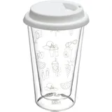 Gräwe Doppelglas Becher, 300 ml, 'Sommer' mit weißem Deckel