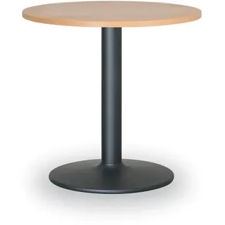 Besprechungstisch rund ZEUS II, Durchmesser 60 cm, schwarzes Fußgestell, Platte Buche