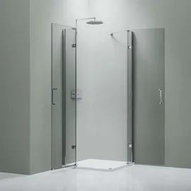 Bernstein Eckdusche Bernstein Nt407 Drehtüren an Festfeld 8 mm Nano Klarglas 90x90 cm,