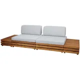 MCW Garten-Garnitur MCW-L28, Lounge-Set Sitzgruppe Lounge-Sessel Sofa, Spun Poly Akazie Holz MVG - Polster hellgrau